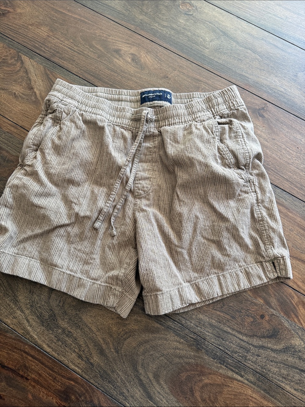 Abercrombie & Fitch Green, Tan & Grey Pull on Drawstring  Shorts, Size: M